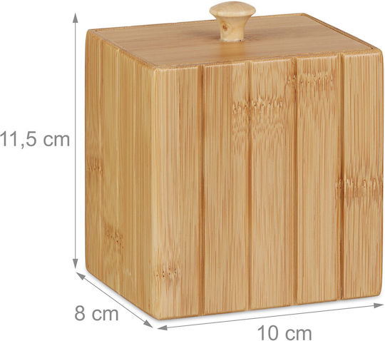 Relaxdays Coș de Depozitare Bambus cu capac 11.5x10x8cm 1buc Relaxdays Coș de Depozitare Bambus cu capac 11.5x10x8cm 1buc
