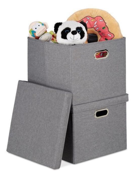 Relaxdays Stoff Aufbewahrungsbox mit Deckel Gray 34x43x43cm 2Stück