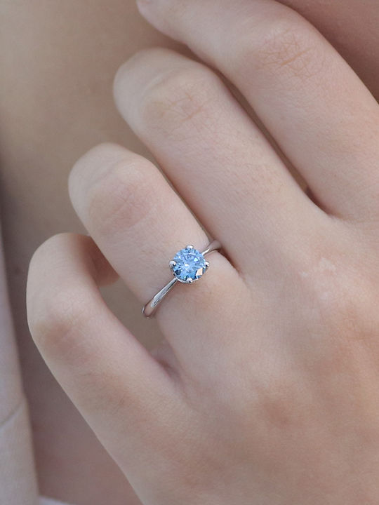 Μονόπετρο από Λευκόχρυσο 18Κ με Διαμάντι