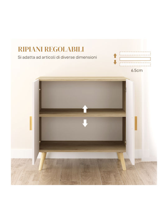 Cabinet Floor White and Oak 76x41.2x74cm