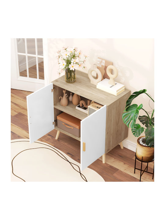 Cabinet Floor White and Oak 76x41.2x74cm