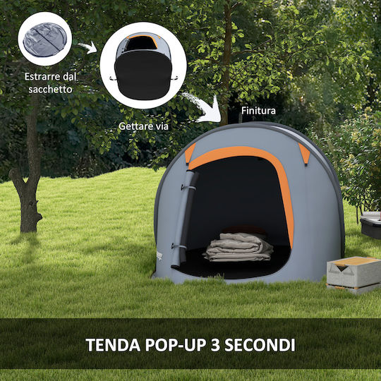 Outsunny Σκηνή Camping Pop Up Γκρι 3 Εποχών για 2 Άτομα 245x148x105εκ.