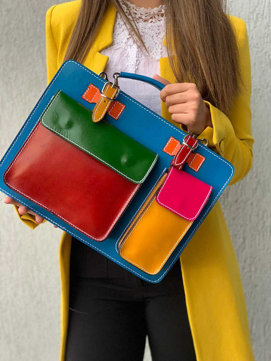 Leder Damentasche Handtasche Blau