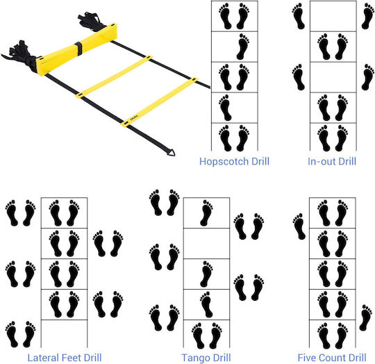 Ohuhu Trainingsset Agility-Leiter 12 Sprossen 6 m Länge Tragetasche