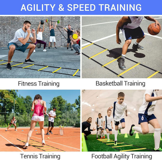 Ohuhu Trainingsset Agility-Leiter 12 Sprossen 6 m Länge Tragetasche