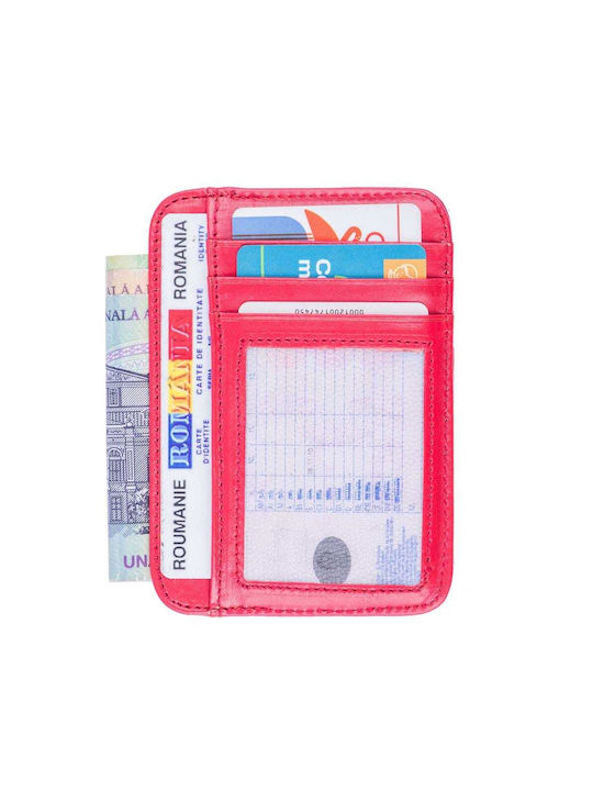 Leather Men's Wallet Cards Red