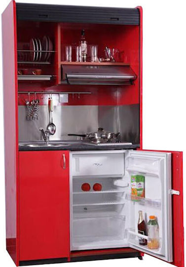 Silver ΚΣ105 Кухненски шкаф с ляв сифон 105x65x209см Червено