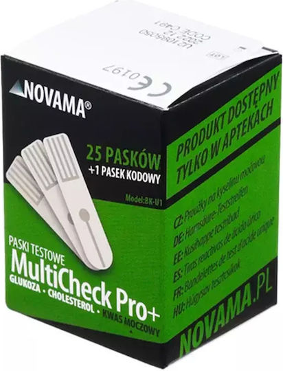 Pachet Dispozitiv 3 În 1 Măsurare Glucoză Colesterol Acid Uric Novama Multicheck Pro + Teste Colesterol Teste Glucoză Teste Acid Uric