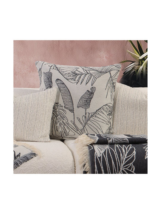 Nef-Nef Homeware Μαξιλάρι Καναπέ Grow από 100% Βαμβάκι Εκρού/μαύρο 50x50εκ.