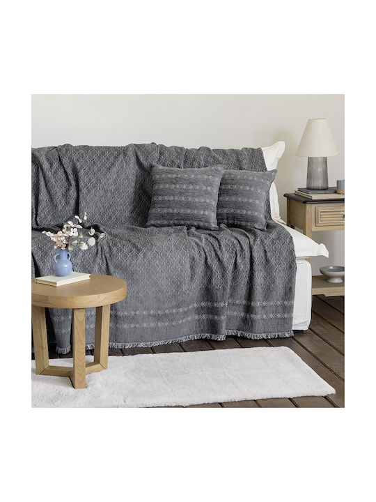 Nima Μαξιλάρι Καναπέ Mansi από 100% Βαμβάκι Gray 45x45εκ.