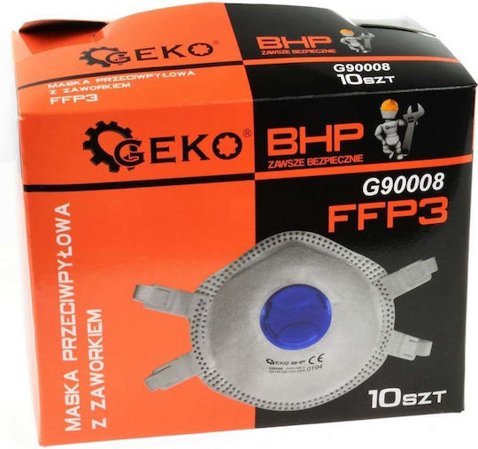 Geko Μάσκα Προστασίας FFP3 με Βαλβίδα Λευκή G90008 10τμχ