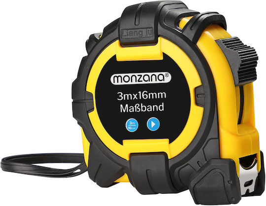 Monzana Tape Measure 3m Length 16mm Width Locking Function