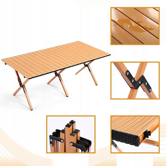 Tabelul Oțel pentru Camping Pliabil 120x90x45cm Maro