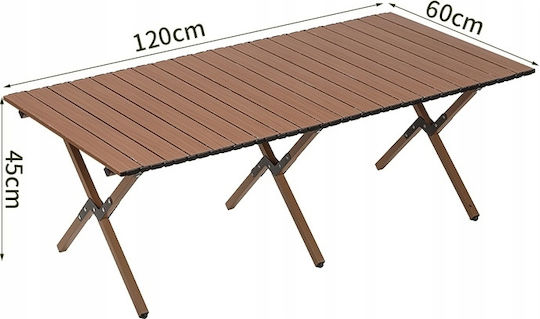 Table Steel for Camping Foldable 120x90x45cm Brown