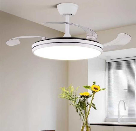 Deckenventilator 106cm mit Leuchte Transparent / Weiß