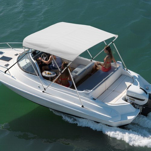 Vevor Copertină Bimini pentru Barcă cu 3 Arcuri 72"l x 85"-90"w x 46"h Deschis Gri