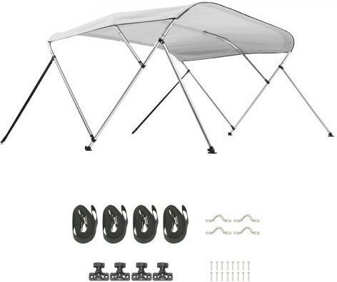 Vevor 3 Bimini Top Bootsverdeck 72" L x 73"-78" B x 46" H Verdeckzelt Hellgrau