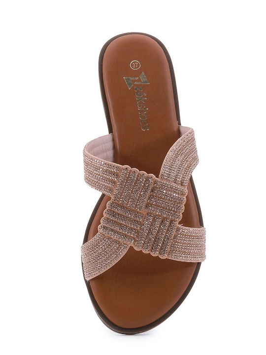 Women's Flat Sandals in Gold Color