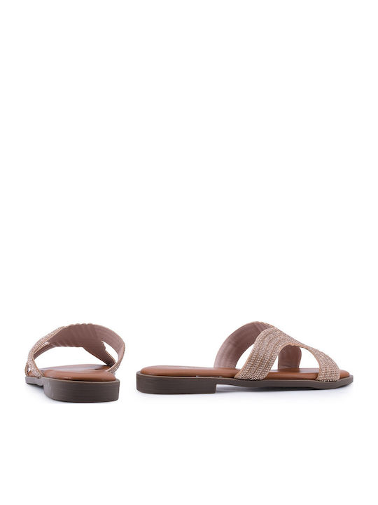 Women's Flat Sandals in Gold Color