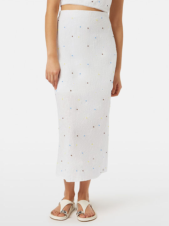 High-waisted Midi Skirt Polka Dot White