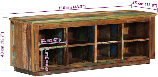 Schuhschrank aus Massivholz 110x35x40cm