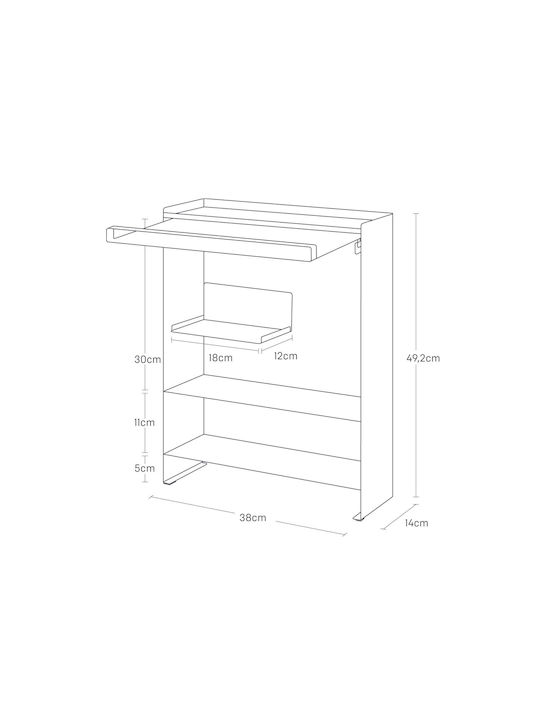 Yamazaki Επιτραπέζια Βάση Μεταλλική 38x16.3x49.2εκ. Μαύρη