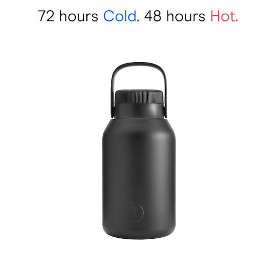 Chilly's Big Mouth Bottle Thermos Stainless Steel BPA Free 2lt Abyss Black