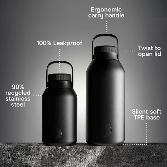 Chilly's Big Mouth Bottle Thermos Stainless Steel BPA Free 4lt Abyss Black