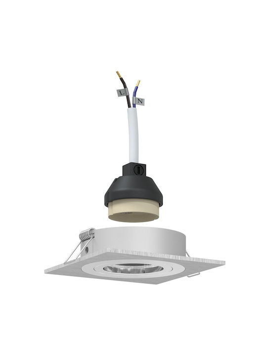 vidaXL Square Metallic Ceiling Spot with Built-in LED and Warm White Light Silver 9.1x9.1cm 6pcs