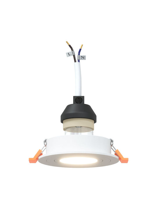 vidaXL Round Metallic Ceiling Spot with Built-in LED and Warm White Light White 9.1x9.1cm