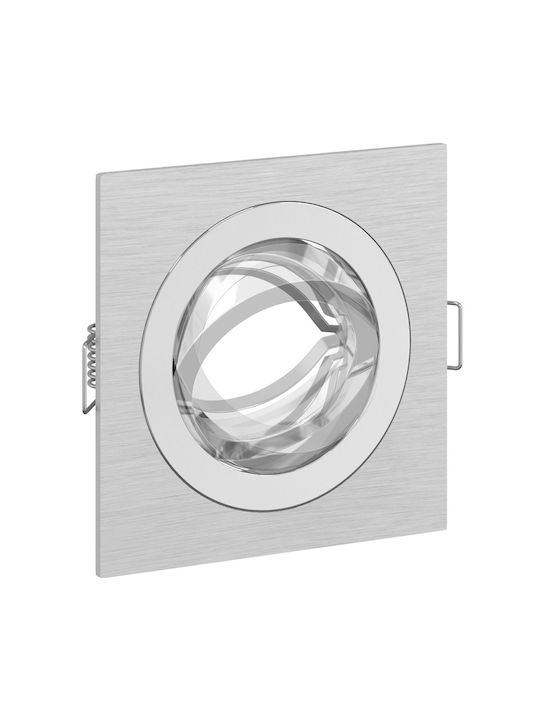 vidaXL Square Metallic Ceiling Spot with Built-in LED and Warm White Light Silver 9.1x9.1cm 6pcs