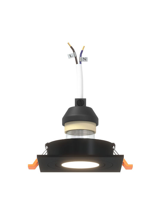 vidaXL Square Metallic Ceiling Spot with Built-in LED and Warm White Light Black 9.1x9.1cm 6pcs