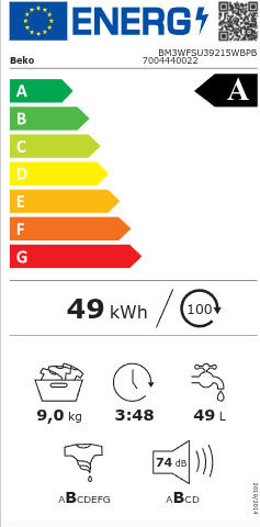 Beko Пералня 9кг 1151 Оборота BM3WFSU39215WBPB
