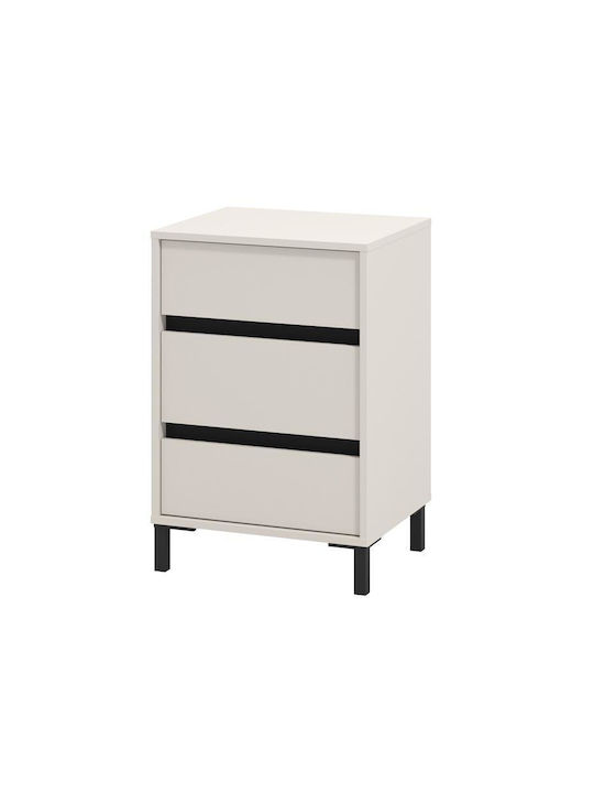 Κομοδίνο Marron No3f Ξύλινο Μαύρο 48x40x71cm