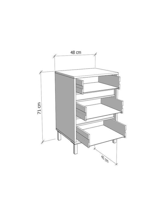 Комод Marron No3f Дървен Черен 48x40x71см