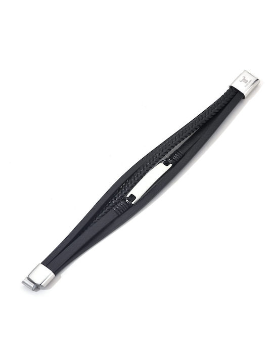 Toro Nero Men's Leather Bracelet 21cm