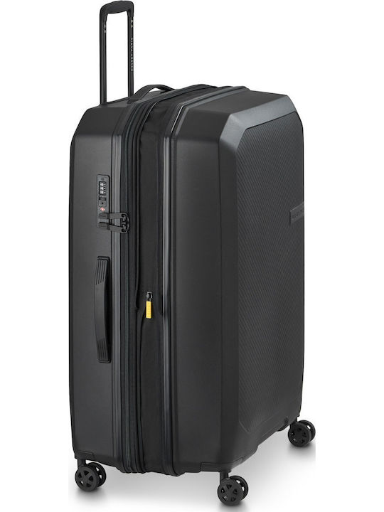 Delsey Anvers Large Hard Travel Suitcase Black with 4 Wheels Height 75.5cm