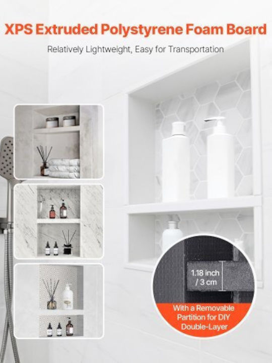 Vevor Wall Mounted Bathroom Shelf Plastic 40.6x50.8x10.2cm Black