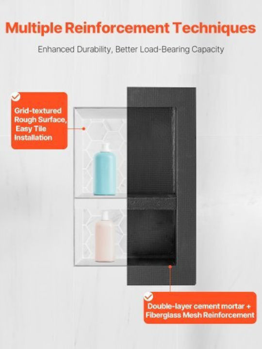 Vevor Wall Mounted Bathroom Shelf Plastic 40.6x50.8x10.2cm Black