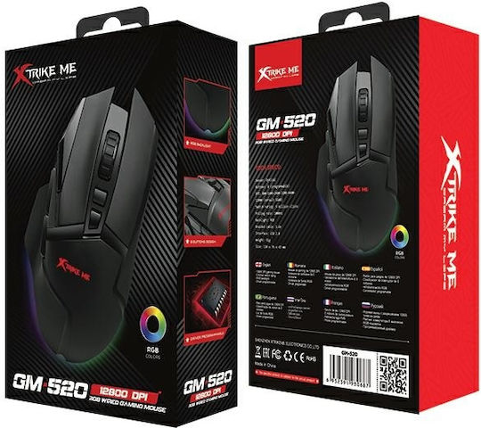 Xtrike Me GM-520 RGB Gaming Ποντίκι 12800 DPI Μαύρο
