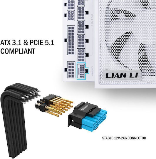 Lian Li Edge Gold 1000W White Computer Power Supply Full Modular 80 Plus Gold