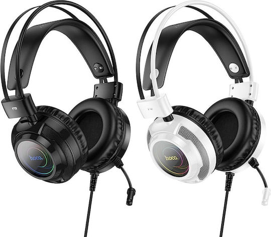 Hoco W110 Over Ear Gaming Headset cu conexiune 3,5mm / USB Alb