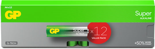 GP Batteries Super Αλκαλικές Μπαταρίες AA 1.5V 12τμχ