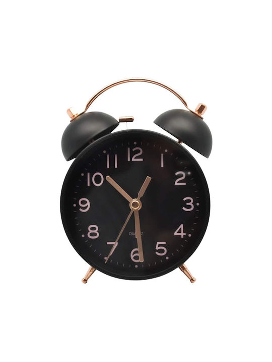 Silent Retro Metal Alarm Clock Black Matte Rose Gold Color 11x5.2x15.7cm Ankor