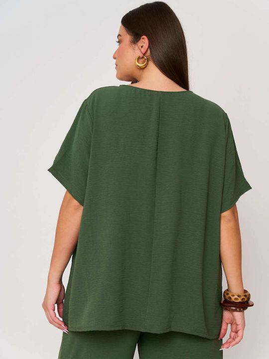 Women's Blouse Short Sleeve Khaki