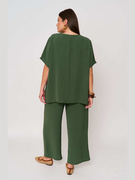 Women's Blouse Short Sleeve Khaki