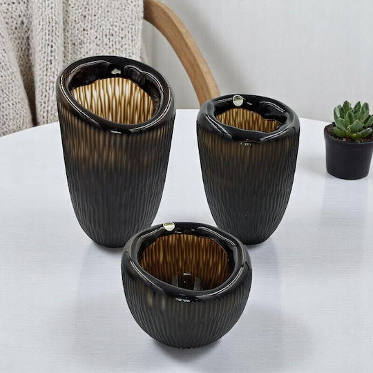 Karvounis Glass Vase Brown 18x20.5cm