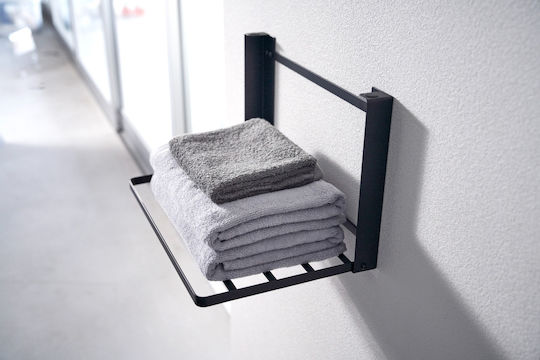 Сгъваем метален черен поставка за кърпи Yamazaki Tower 41x26x25.5