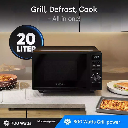 Profi Cook Φούρνος Μικροκυμάτων με Grill 20lt Μαύρος