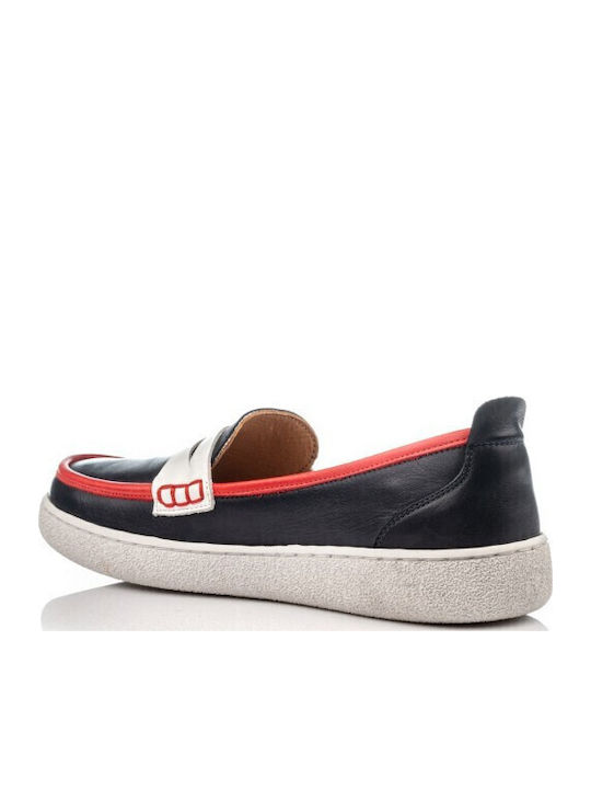 Leather Women's Loafers in Blue Color